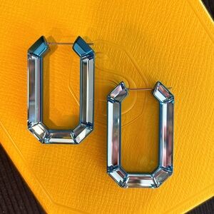 NIB PERFECT SWAROVSKI AQUA BLUE LUCENT OCTAGON EARRINGS!!!